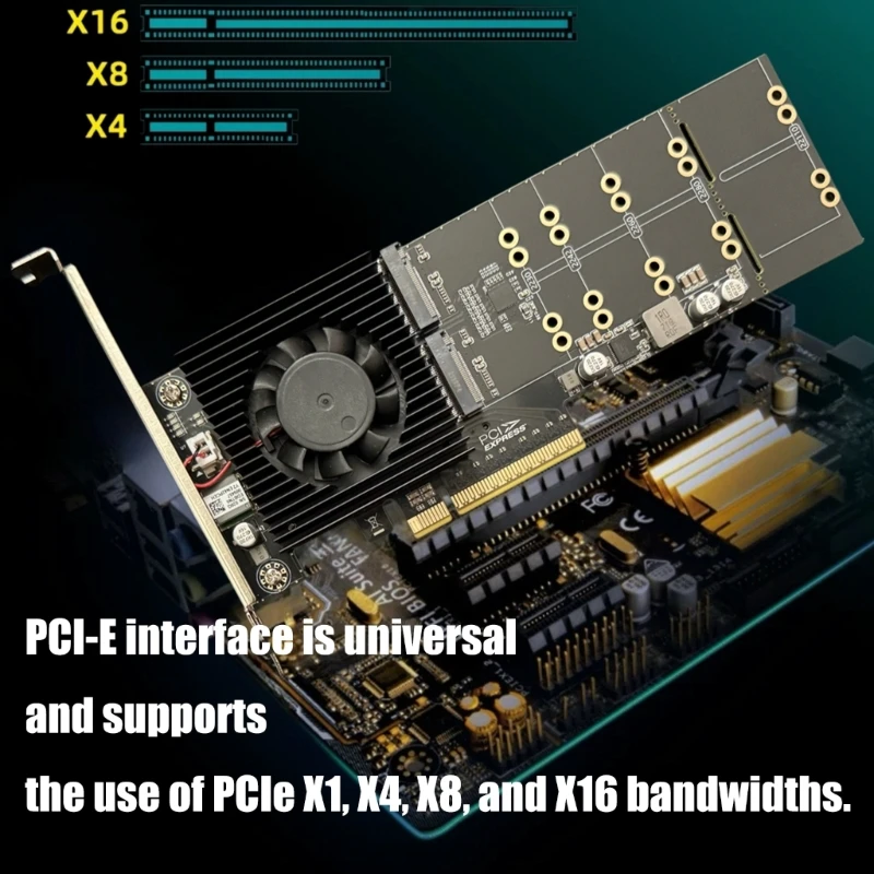 

4Port NVMe SSDs PCIe4.0 Adapters Card Aluminum Heat Spreader Sustained High Performances Operation best sale