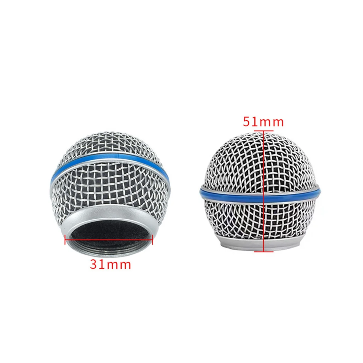 Replacement Blue Steel Mesh Microphone Head Microphone Grille Replacement Head DIY Parts Accessory for Beta58A