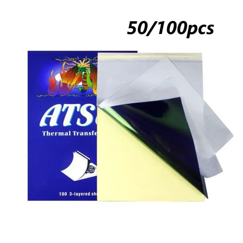 

50/100PCS Tattoo Transfer Paper Master Level 4 Layer Freehand Tattoo Transfer Machine Thermal Stencil Copier Carbon Tattoo Paper