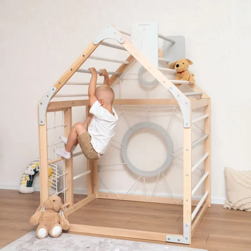 Wholesale Factory Nursery Mobile Toddler Climbing Pickpocket Gym Triangle Ramp with Rock Practitioner Optional Rope Accessories