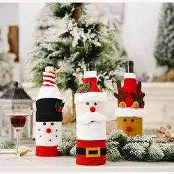 Christmas Snowman Wine Bottle Cover Set Santa Claus Bottle Sweater Snowman Xmas Home Party Ornament Table Decoration