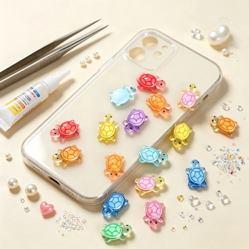 100/200 mini !!! Korean Popular Luck Turtle Resin Rhinestones, Suitable for DIY Jewelry Making, Nail Art Decoration Accessories