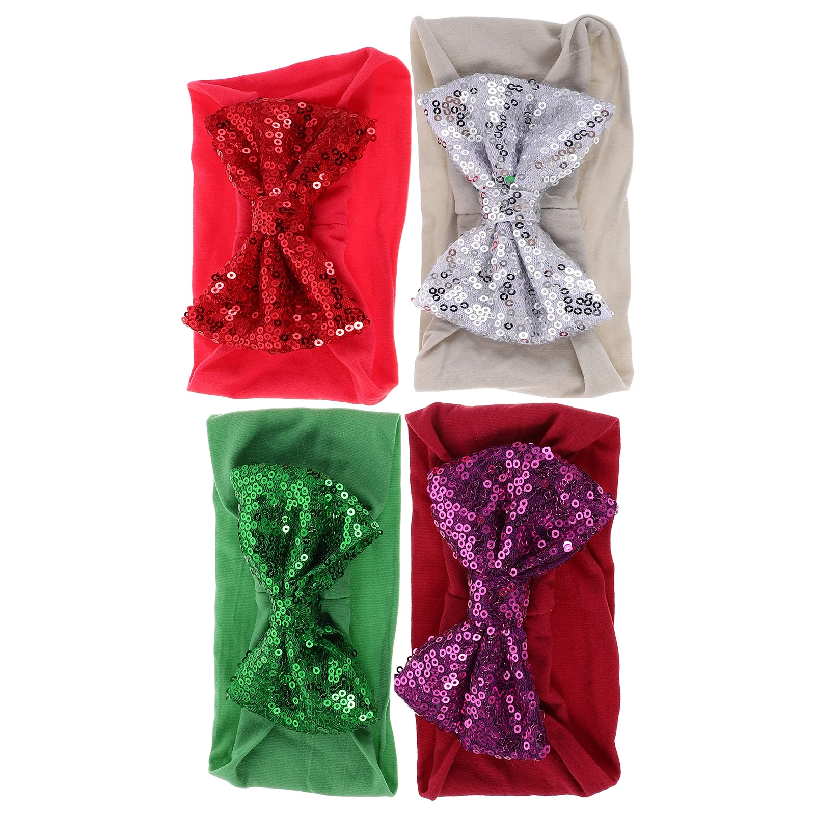 

4 Pcs 's Headband Hair Bands Girls Headbands Girls' Accessories Infant Bow Elastic Bows Glitter Headwraps