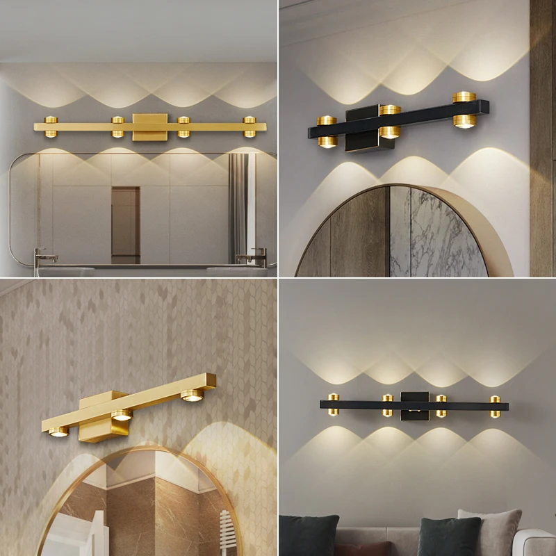 Moderne Luxus-Waschtischleuchte, nordische LED-Wandleuchte in Gold für Badezimmer, Flur, Schlafzimmer und Waschbecken