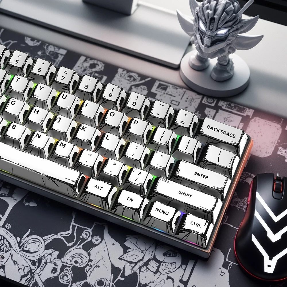 Comic Style Colorful Mixed Light Keycaps 135 Keys Set Original Factory Height Classic Minimalist Machine Keycap Decoration