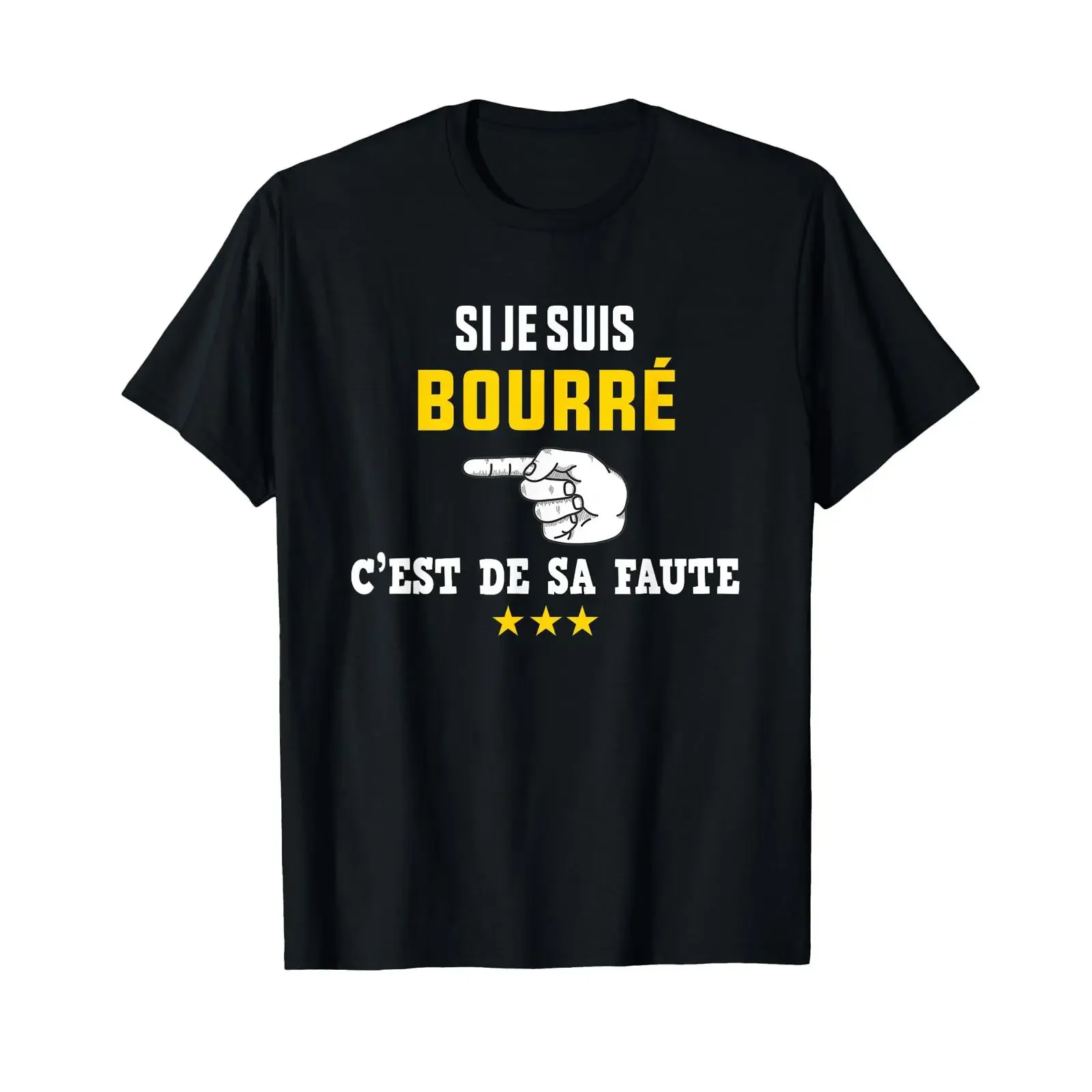 Man If I'm Drunk It's His Fault Apero and Alcohol Humor T Shirt Black vintage Washed Top For Everyday Wear Soft Stylish