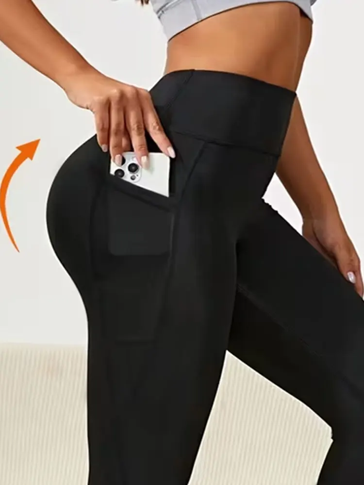 Leggings capri de cintura alta para mujer con bolsillos: mallas de entrenamiento de yoga suaves, agradables para la piel y elásticas a prueba de sentadillas