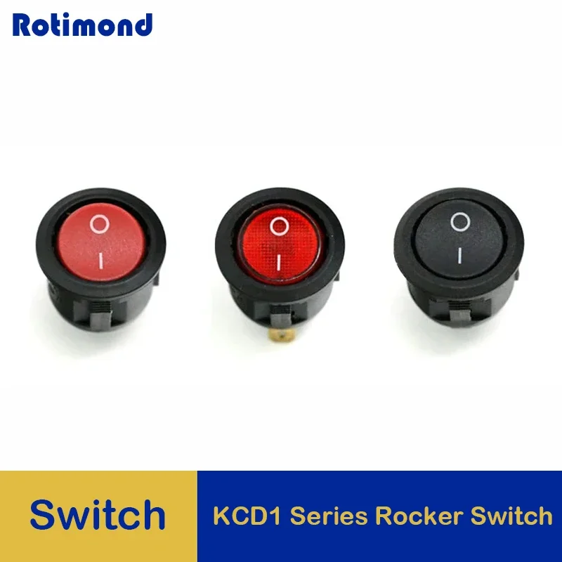 

23MM KCD1 Round Rocker Switch 2/3Pin ON-OFF-ON 2/3 Position 6A/250VAC 10A/125VAC SPST LED Car Push Button Switch 1/5PCS