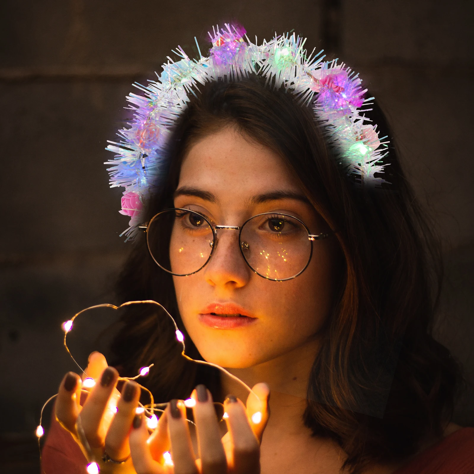 

2 Pcs Luminous Hoop Flashing Hairb Festival Party Headdress LED Light Hair Accessories Photography Props Birthday Gifts
