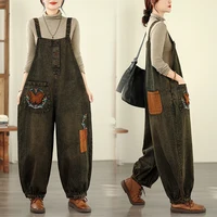 NYFS Spring 2026 Women's Vintage embroidery Denim Overalls Trousers Loose plus Size Jumpsuit Female Fashion Collection - Image 5