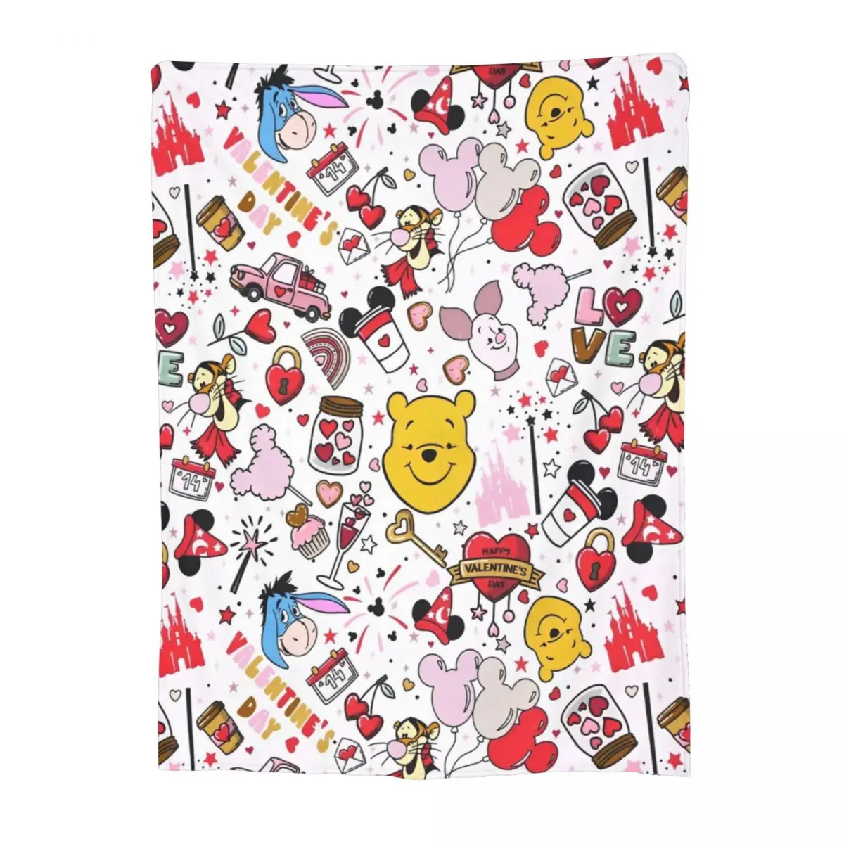 Bear Love Winnie The Pooh Cotton Lycra Tiger Eeyore Piglet Cartoon Blanket Flannel Warm Throw Blankets for Home Autumn/Winter