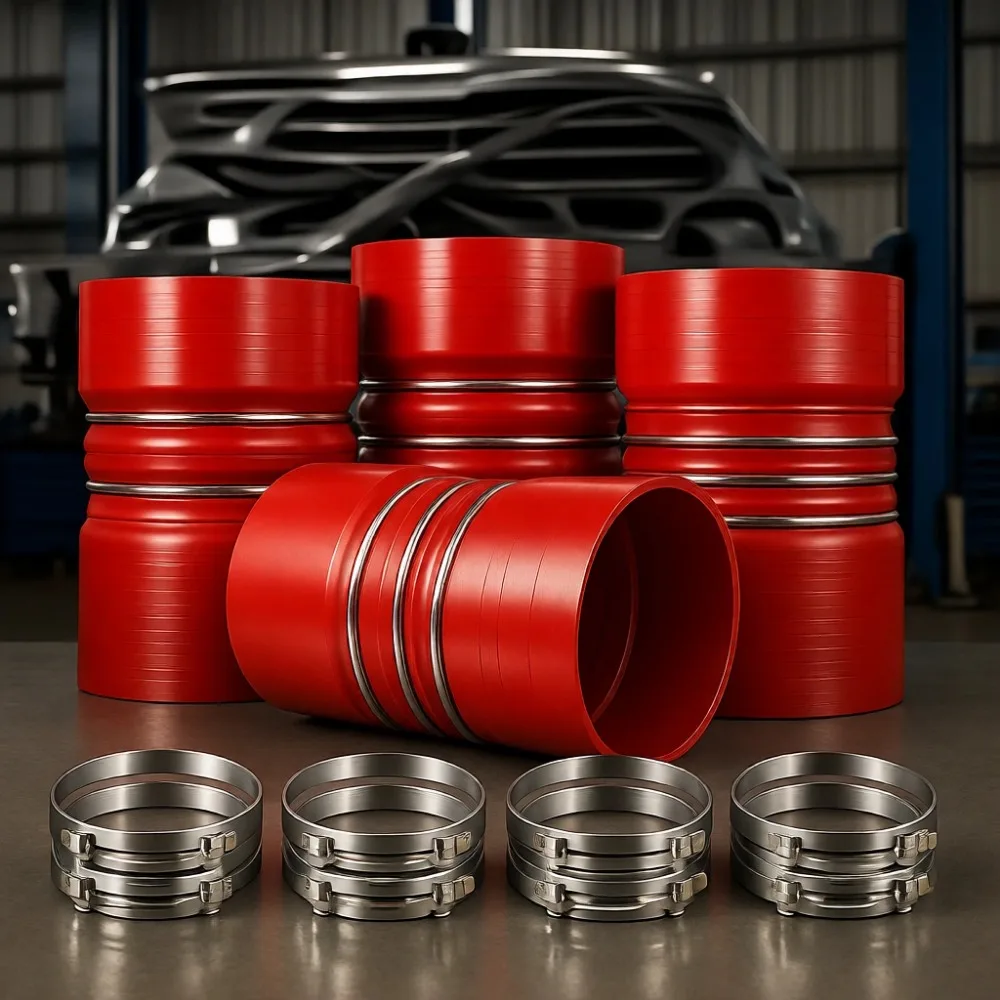 

Комплект из 4 силиконовых патрубков для охлаждения воздуха, 4 x 6 дюймов, с пружинными хомутами T-образной формы, усиленные, для турбонаддува и интеркулера