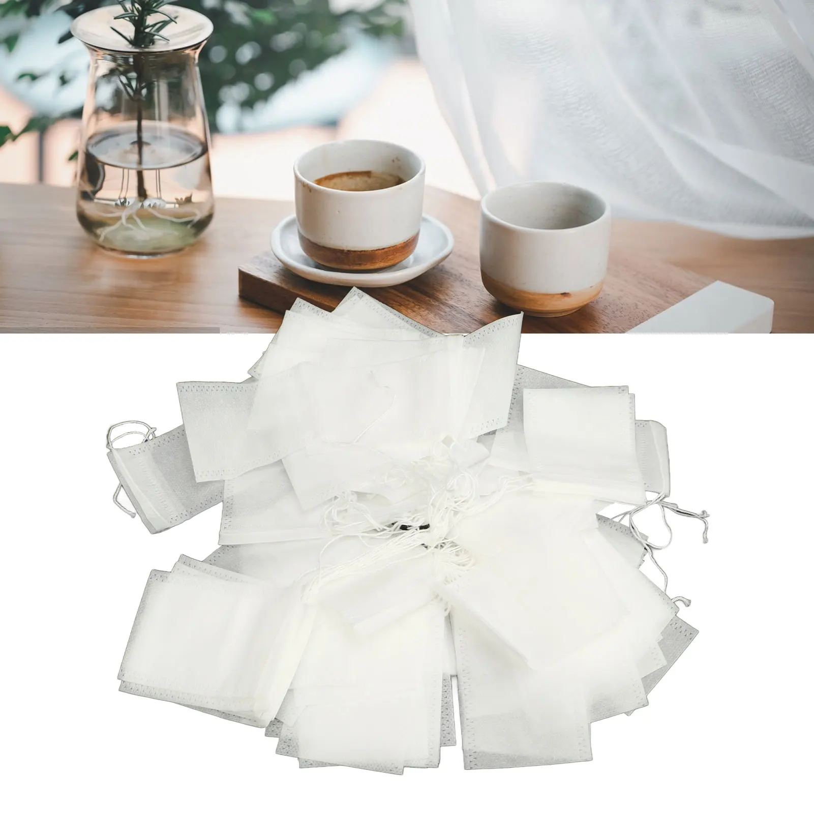 500 PCS Tea Filters Bags with Drawstring Non Woven Fabric Tea Infuser Bag for Loose Leaf Tea Chinese Medicine