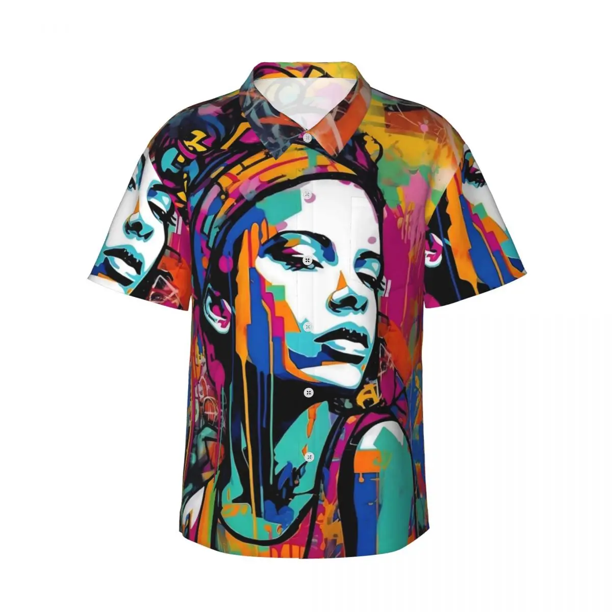 

Summer Shirt Beach Graffiti Lady Blouses Abstract Art Loose Casual Shirts Man Short Sleeve Y2K Street Clothing