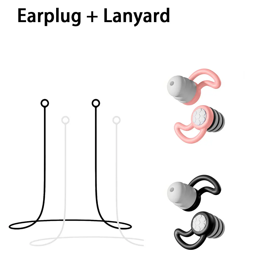 Reusable Waterproof 3-Layer Earplugs 2 Pairs Silicone Earplugs With Lanyard Anti Lost Noise Blocking Ear Guards For Bath Commut