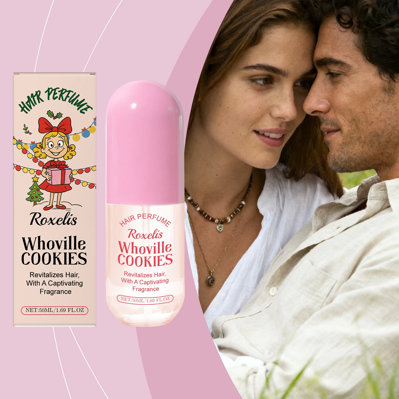 

Ароматный спрей для волос с рождественским печеньем - мягкий натуральный свежий элегантный легкий аромат, ежедневный портативный для свиданий