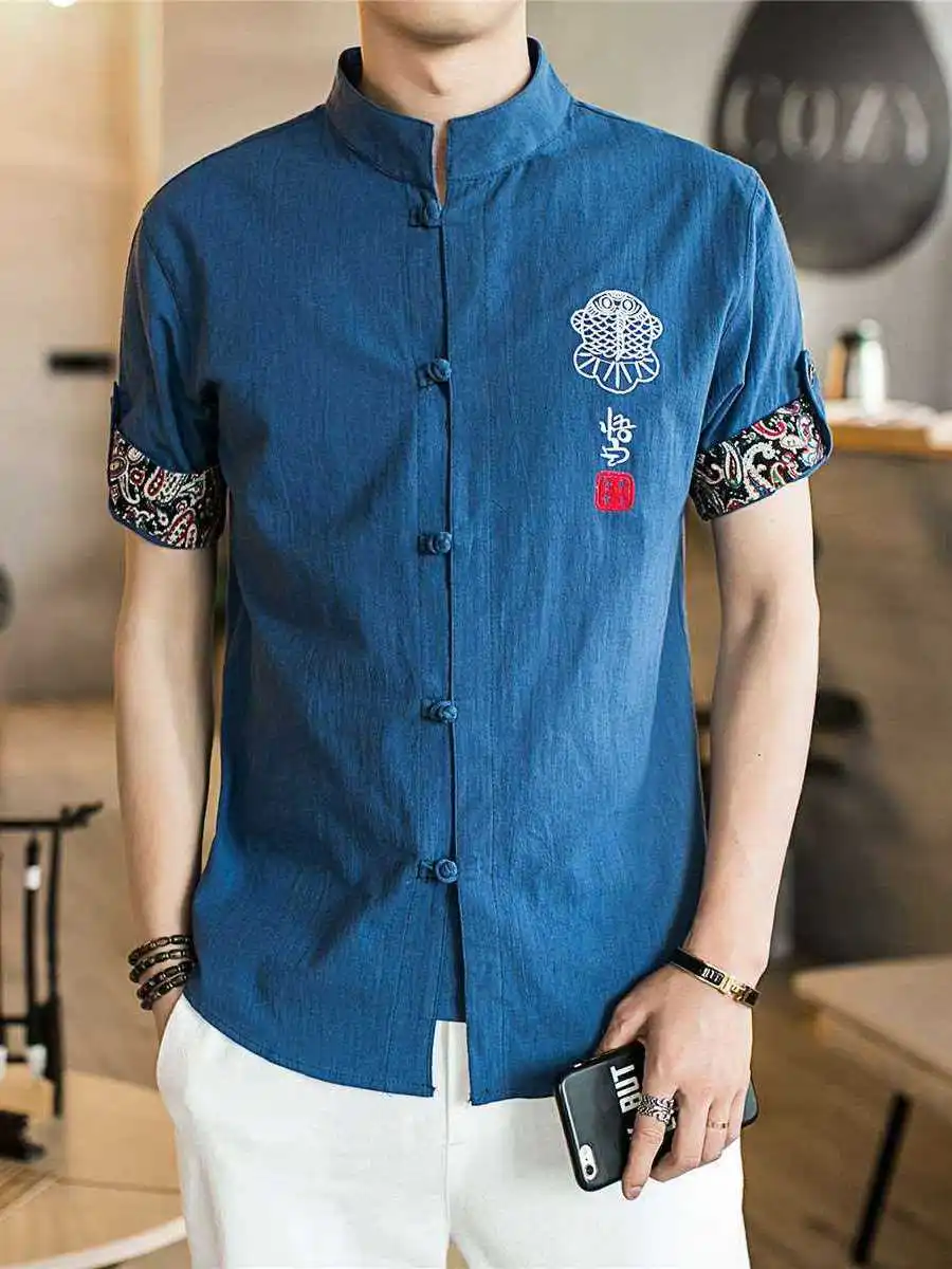 

Мужская летняя льняная рубашка-поло с рукавом до локтя, ультратонкая, из искусственной кожи, для мужчин среднего и старшего возраста, стиль CleanFit