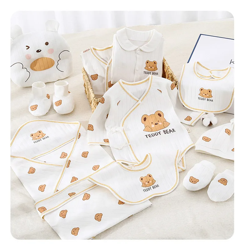 22/24/26 pieces/lot Newborn Baby Clothes Sets For Boys Girls 100% Cotton Infant Clothes Spring Outfits Baby Rompers Hat Bibs