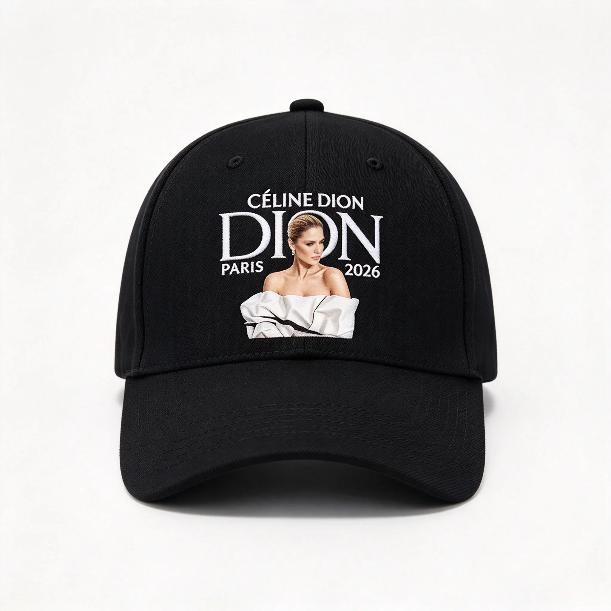 2026 Celine Dion Paris Women Art Portrait Figure Print Curved Brim Adjustable Casual Outdoor Sun Protection Streetwear Hat