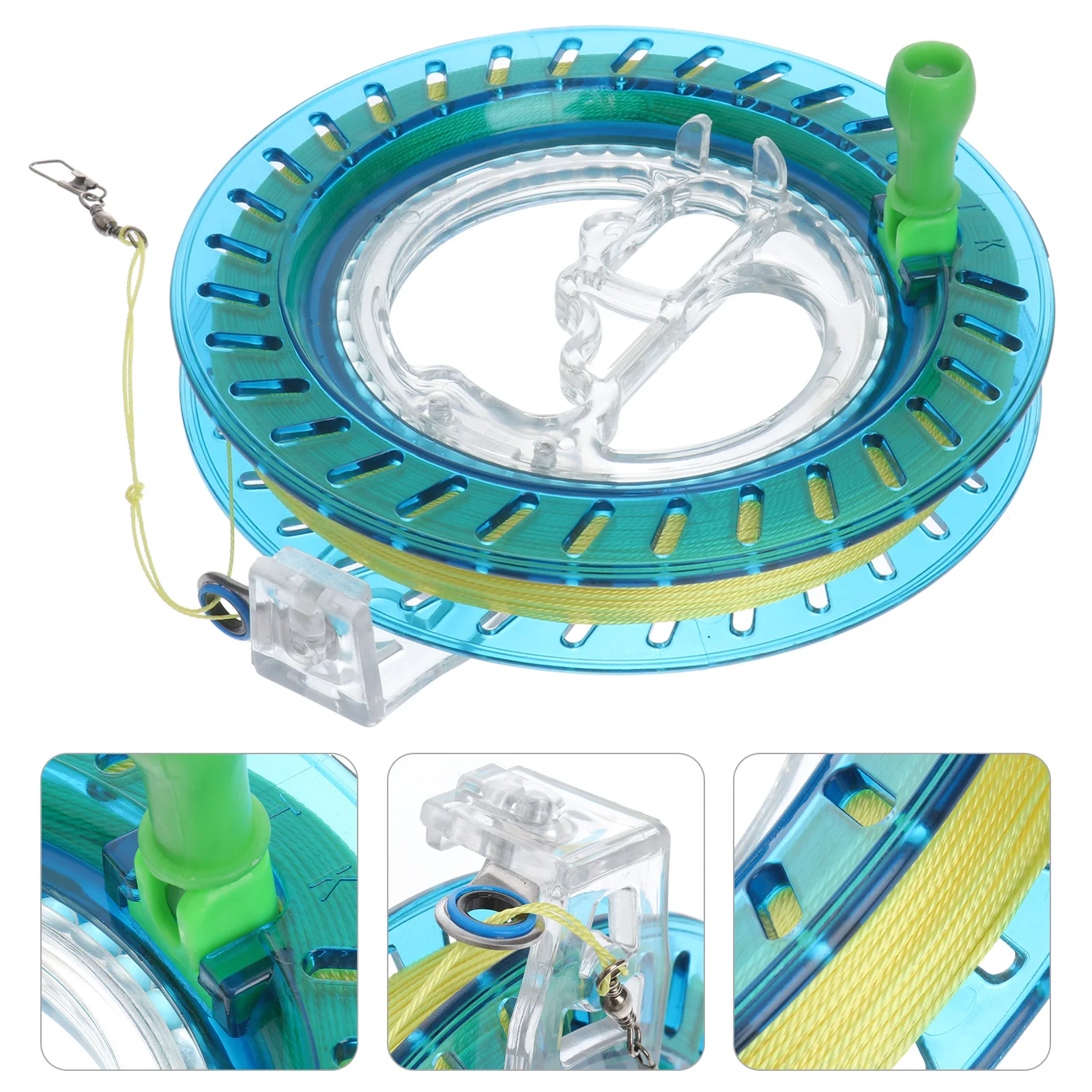 1pc Plastic Line Wheel 18Cm Sky-Blue 150M Colored Crystal Steel Bead Wire Winding Reel Abs Durable Kite Ratchet Lock Portable