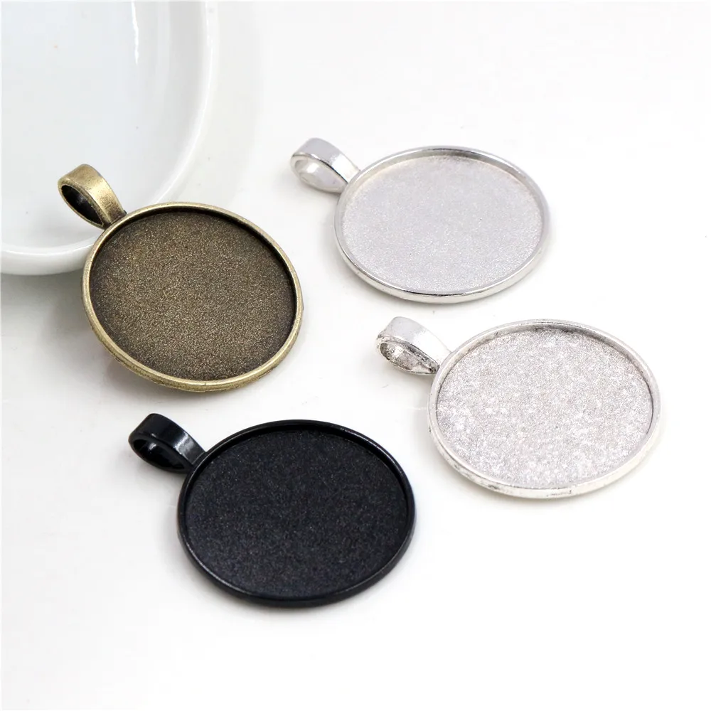 Nowa moda 10 sztuk 25mm wewnętrzna rozmiar 4 kolory Plated klasyczny prosty styl Cabochon baza ustawienie Charms wisiorek — zdjęcie 2