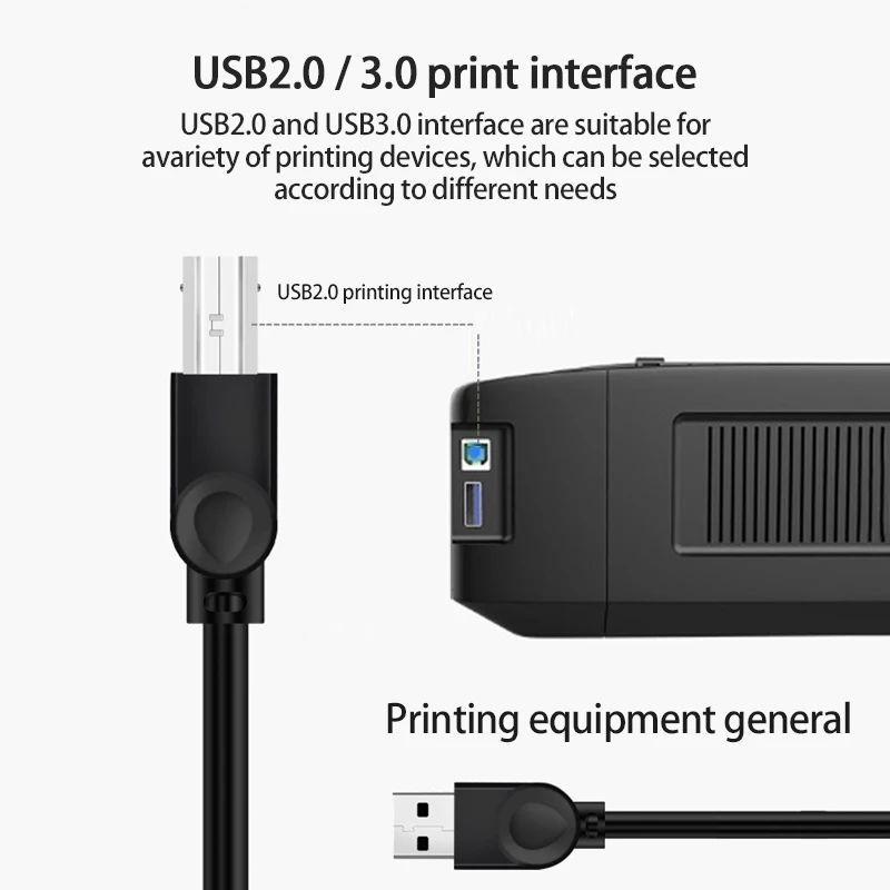 【Szybka wysyłka】 Kabel do drukarki USB 0.5M/1M/1.5M/3M/5M/10M Przedłużacz kabla USB 2.0 typu A męski na B męski do drukarek