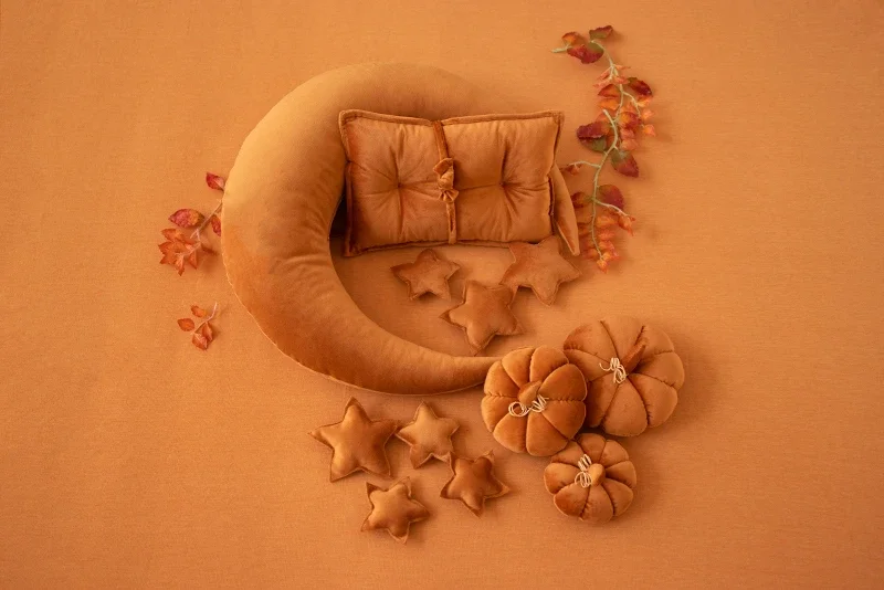 Newborn Baby Photography Props Creative Pumpkin Halloween Set Hat Moon Pillow Wrap Amtumn Studio Shooting Photoshoot Props