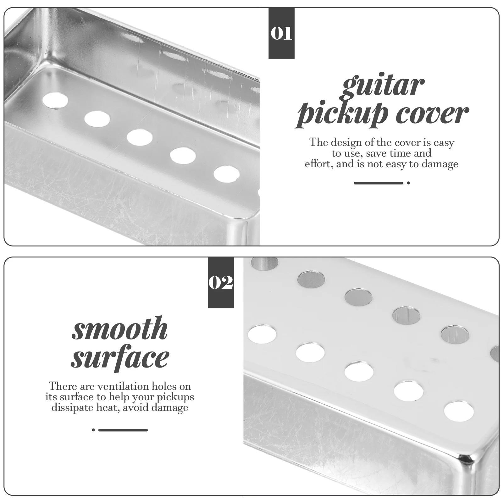 

2pcs Copper Covers Sturdy Metal Protector For Electric Guitar Durable Smooth Surface Pickup Cover With Ventilation Holes Guitar