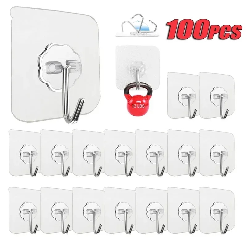 10-100 PcsTransparent Strong Self Adhesive Door Wall Hangers Multi-Purpose Hooks Suction Rack Cup Sucker For Kitchen Bathroom