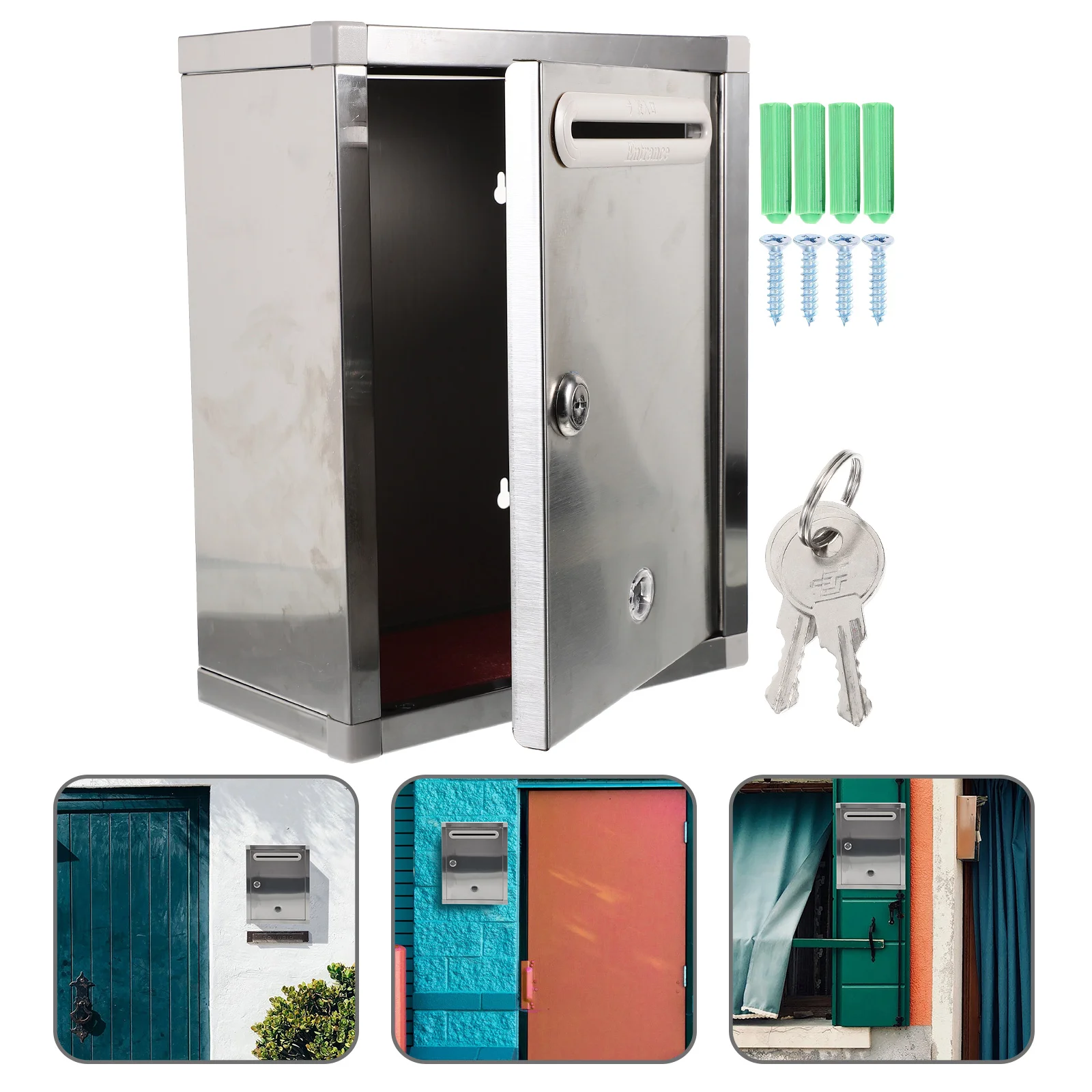 

1pc Rust-proof Letter Box Creative Letter Box Stainless Steel Mailbox Wall Mount Letter Box Rust-proof Mailbox