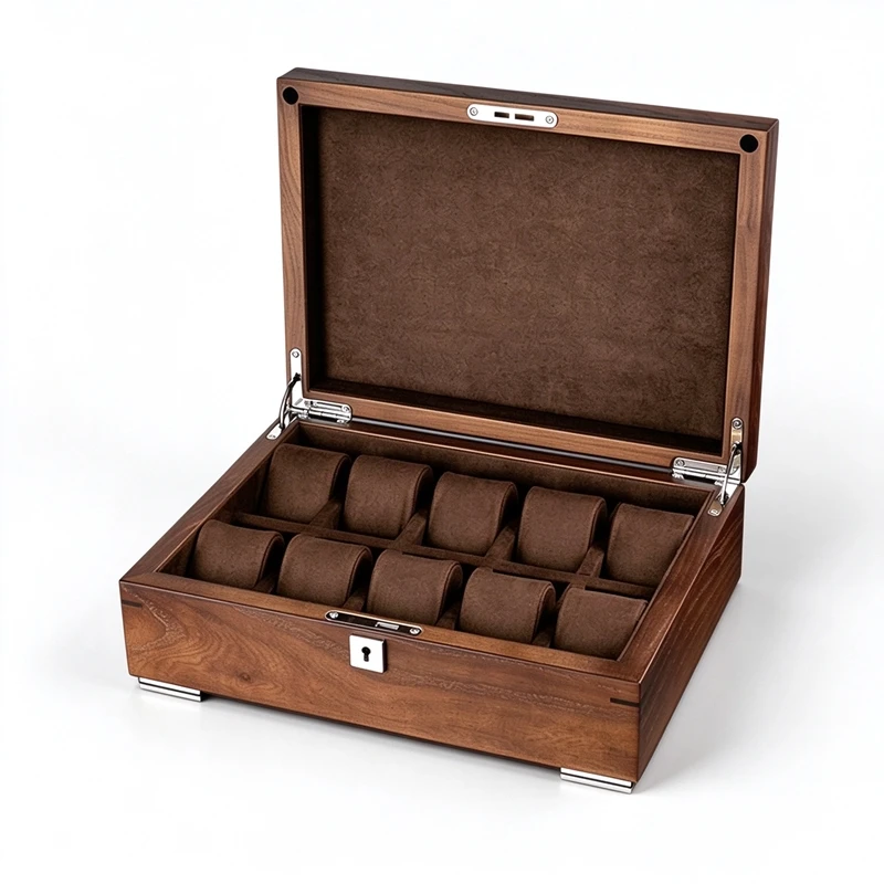 10 Slots Wood Watch Case Storage Box New Solid Watch Organizer Wooden Watch Holder For Men Fashion Watch Box Gift