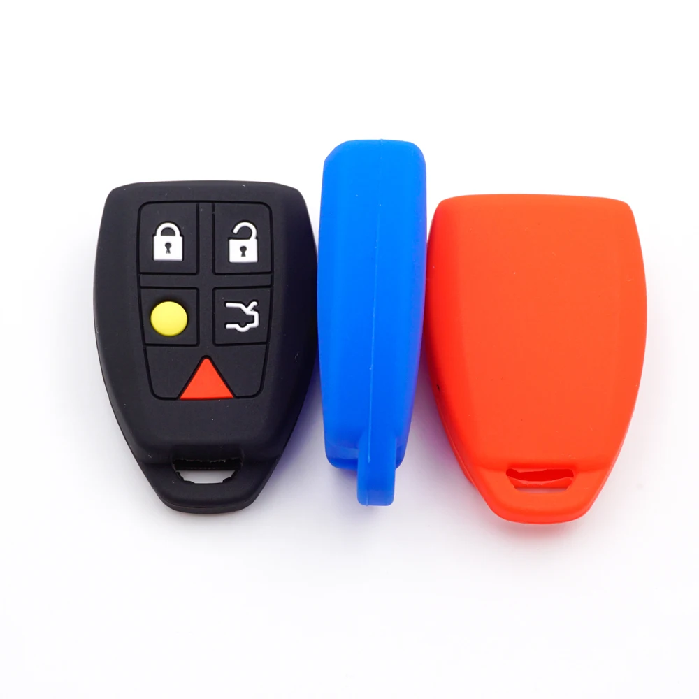 Xinyuexin Rubber Key Protector for Volvo C30 C70 S40 V50 2004-2007 Silicone Remote Key Case Fob Shell Cover Skin Jacket Sleeve