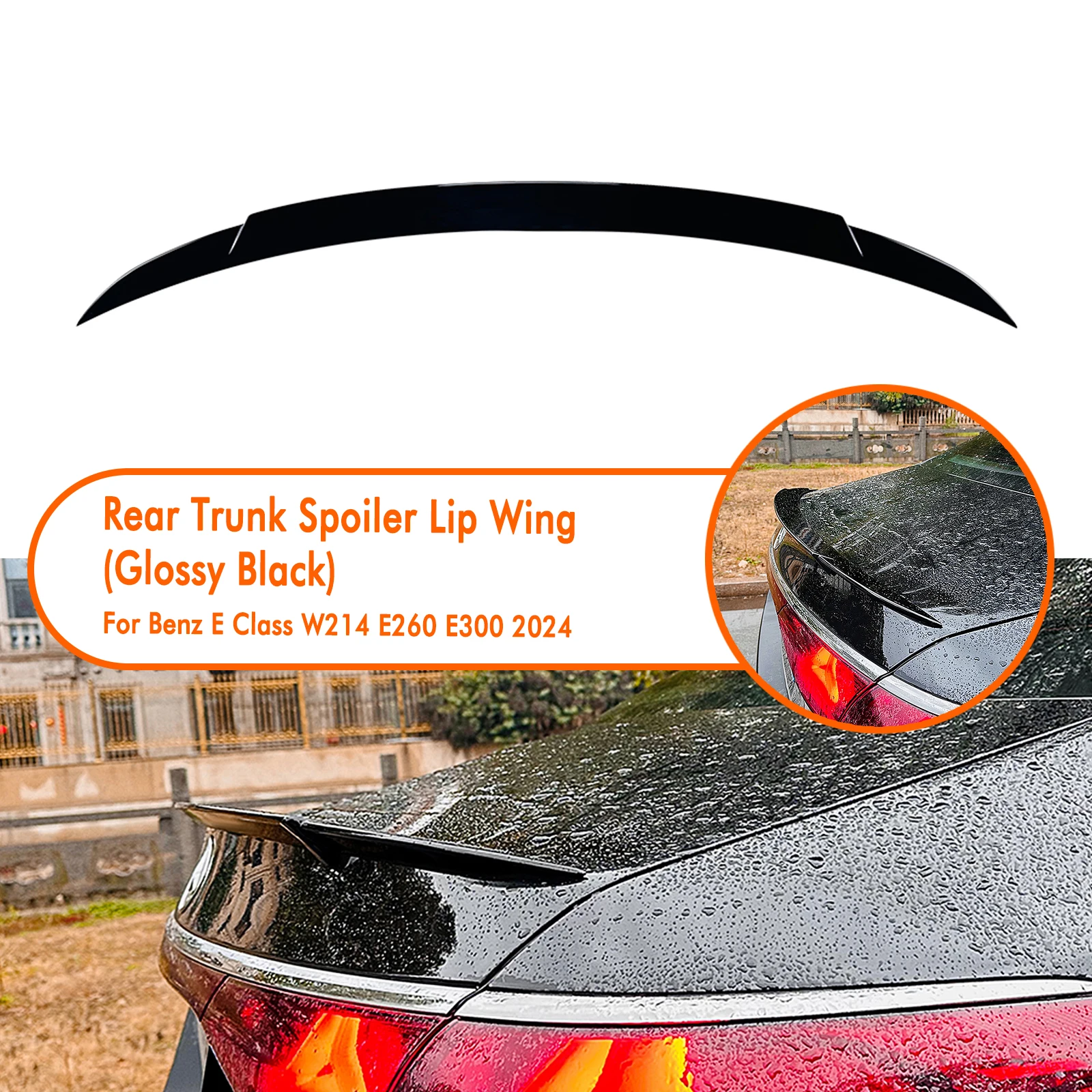 

For Mercedes Benz E Class W214 E260 E300 2024+ Rear Trunk Lid Spoiler Wing Carbon Fiber Look/Gloss Black Tailgate Splitter Lip