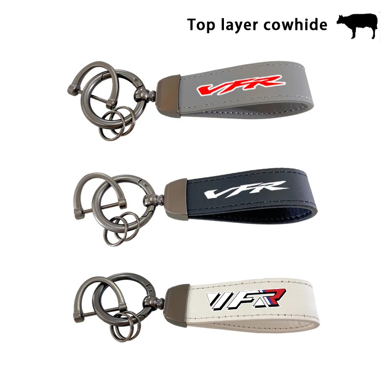 For Honda VFR VFR750 VFR800 VFR1200 VFR1200F Top leather Printed Metal Keychain For VFR Honda