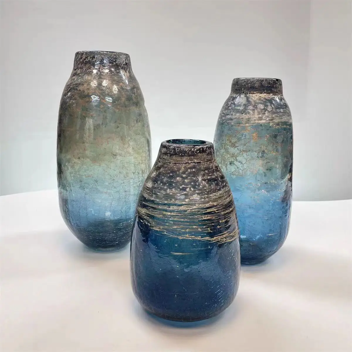 

Light Luxury Blue Glazed Vase Decoration for Hydroponic Living Room, Dining Table, Sales Office Flower Planter Decoration