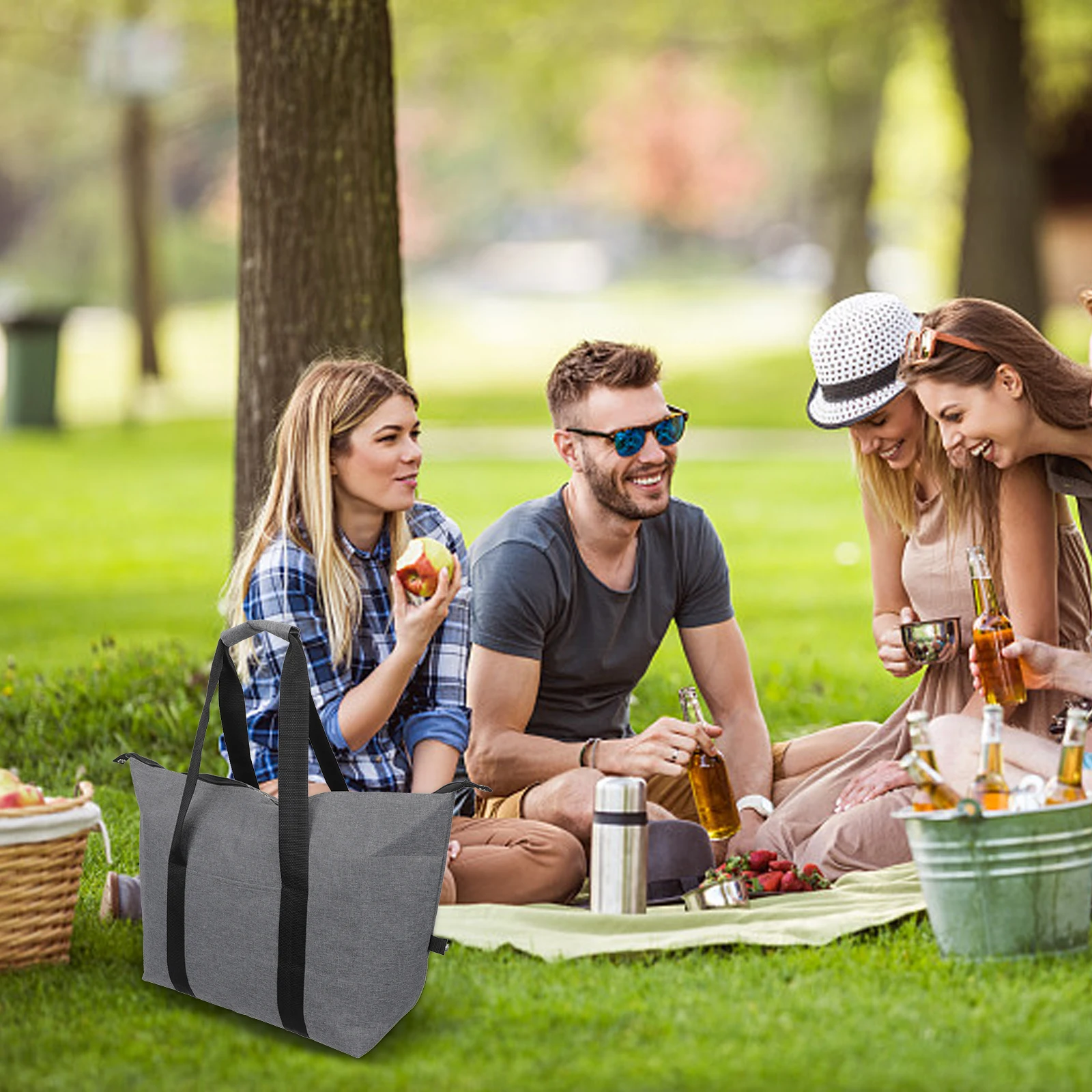 

Thermal Large Capacity Insulated Container Aluminum Film Foldable Lunch Bag Oxford Cloth Picnic Storage Portable