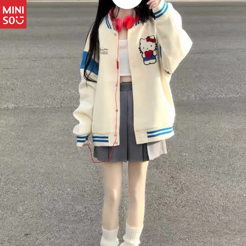 

Hello Kitty Baseball Jacket, Fleece College Coat, Sweet Lolita Jacket