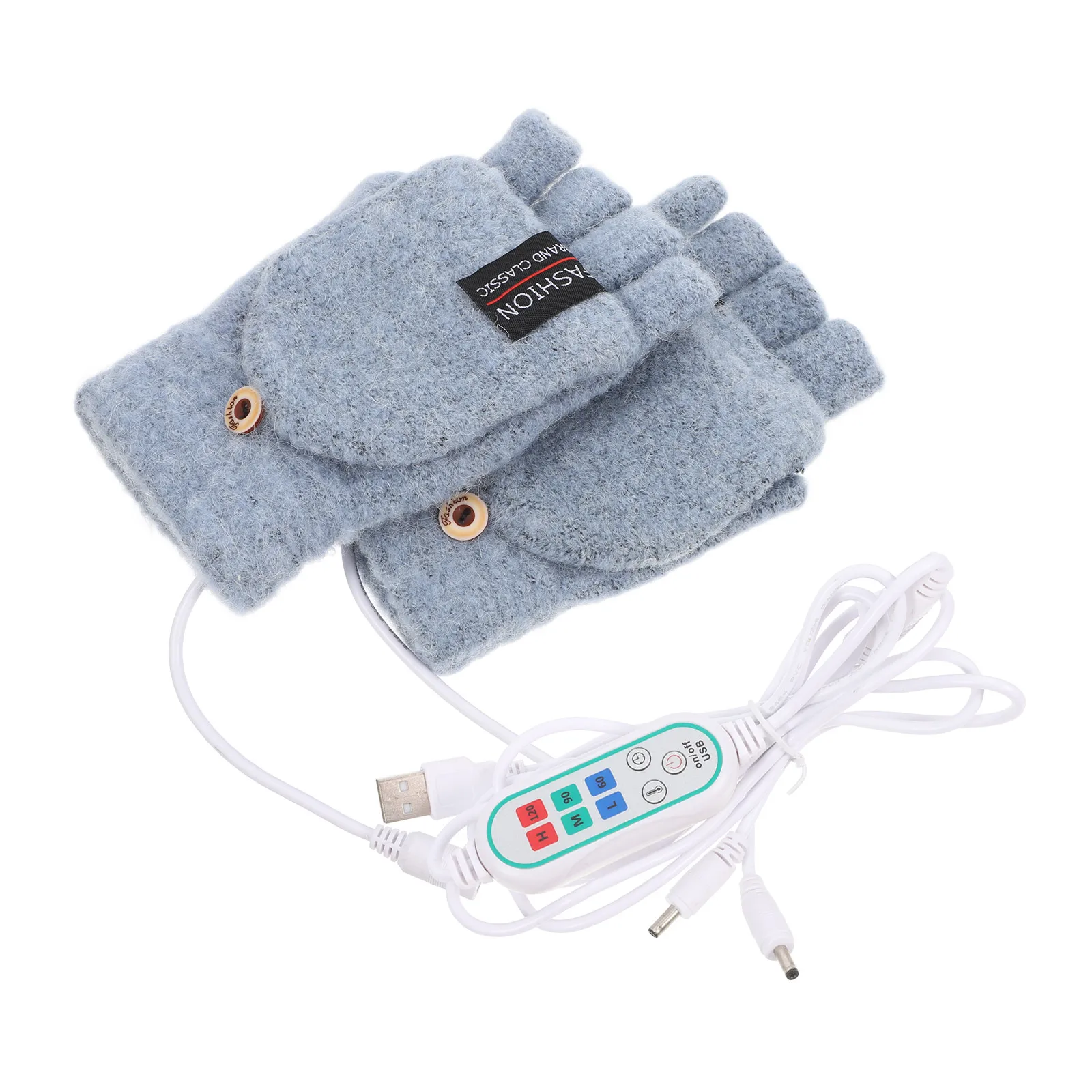 

2pcs Double Sided Heating Gloves USB Rechargeable Knitting Warm Palm Back Windproof Typing Hiking Outdoor Climbing Office Laptop