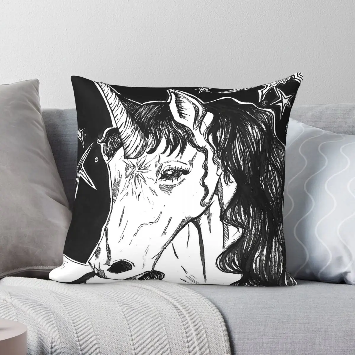 Unicorn With A Beard Square Pillowcase Polyester Linen Velvet Pattern Zip Decor Pillow Case Sofa Seater Cushion Cover Wholesale