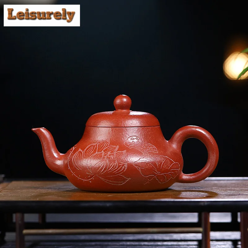 

160ML Retro Yixing Purple Clay Teapots Handmade Lotus Pot Raw Ore Dahongpao Mud Tea Making Kettle Zisha Tea Set for Tea Craft