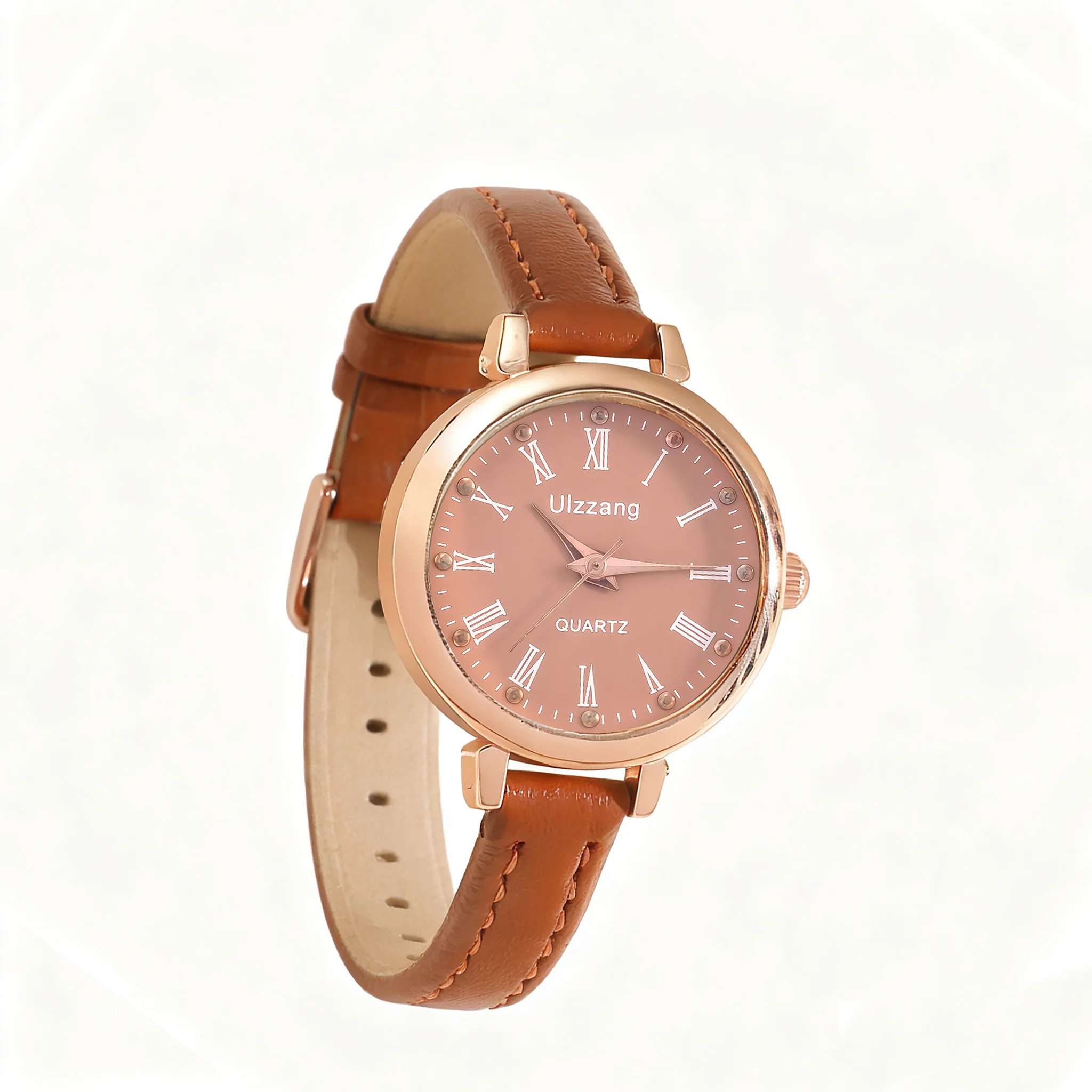 ساعة كوارتز دائرية بسيطة على الموضة للنساء، مناسبة للارتداء اليومي، وعيد الشكر، وهدايا عيد الميلاد #4