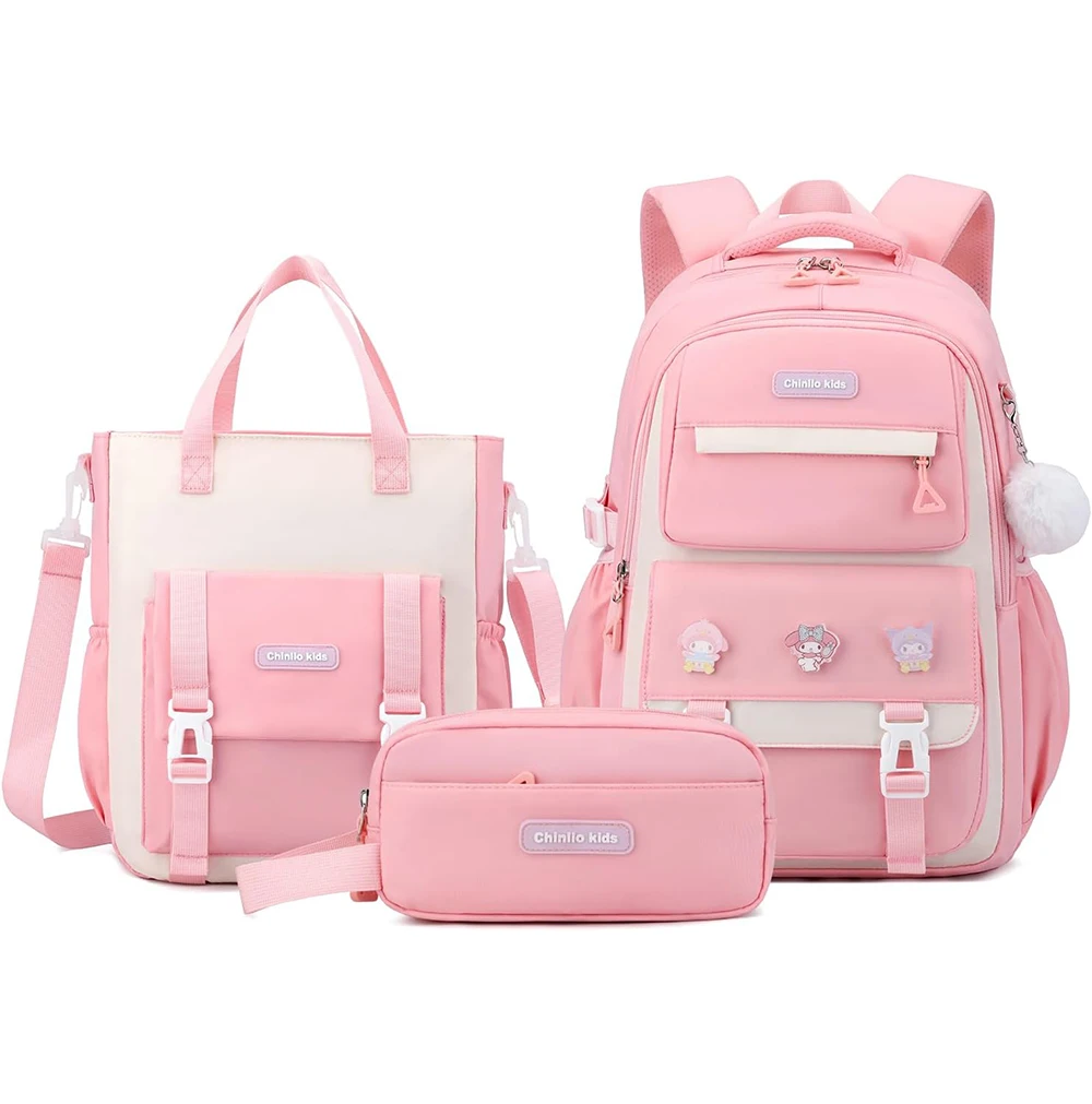 Chinllo Kids Large Capacity Schoolbag Girls Boys Backpack Foldable Student Teens Casual School Backpack with pencil case 0428