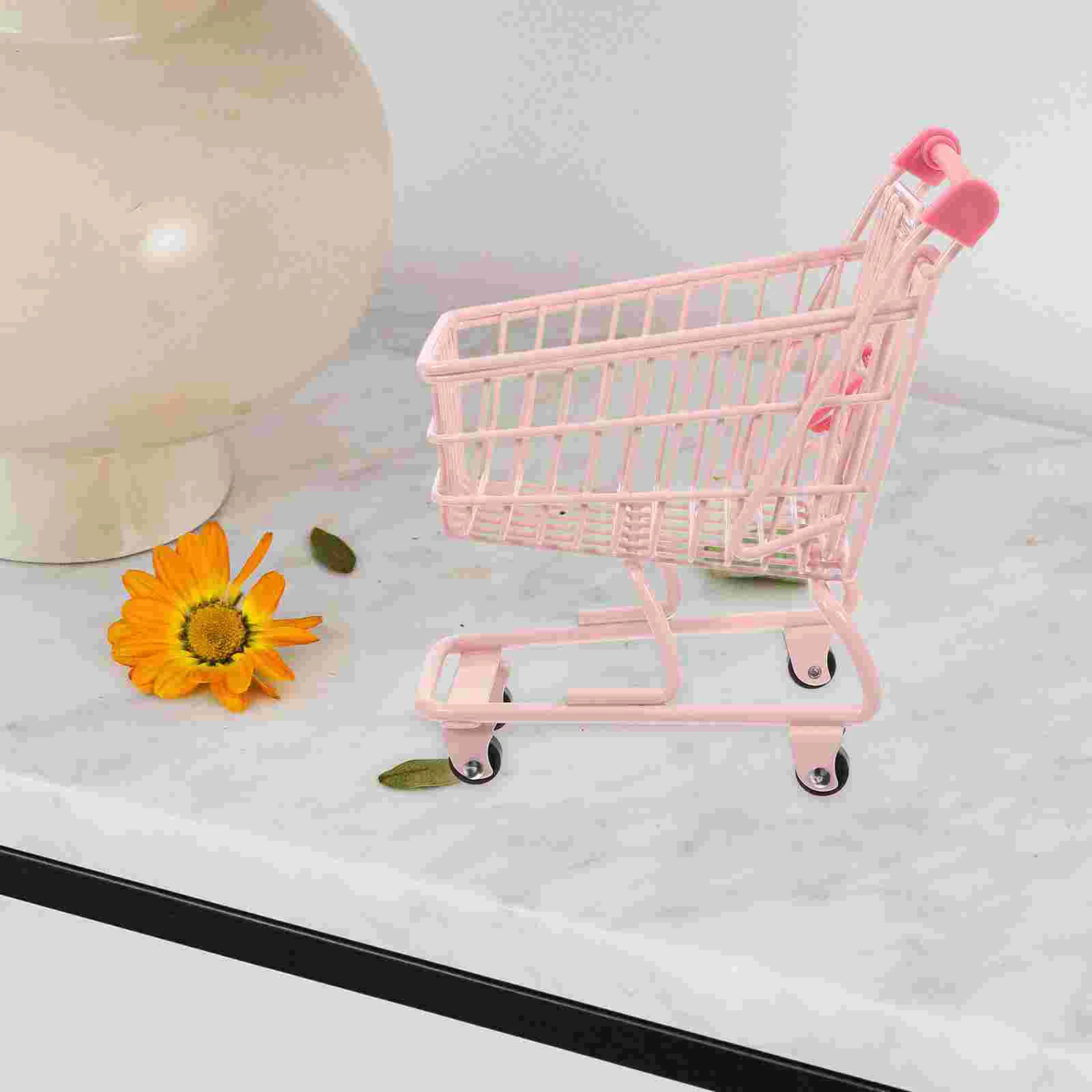 Mini Shopping Cart Toddler Toy Miniature Iron Home Small Toys Sundries Storage Trolley