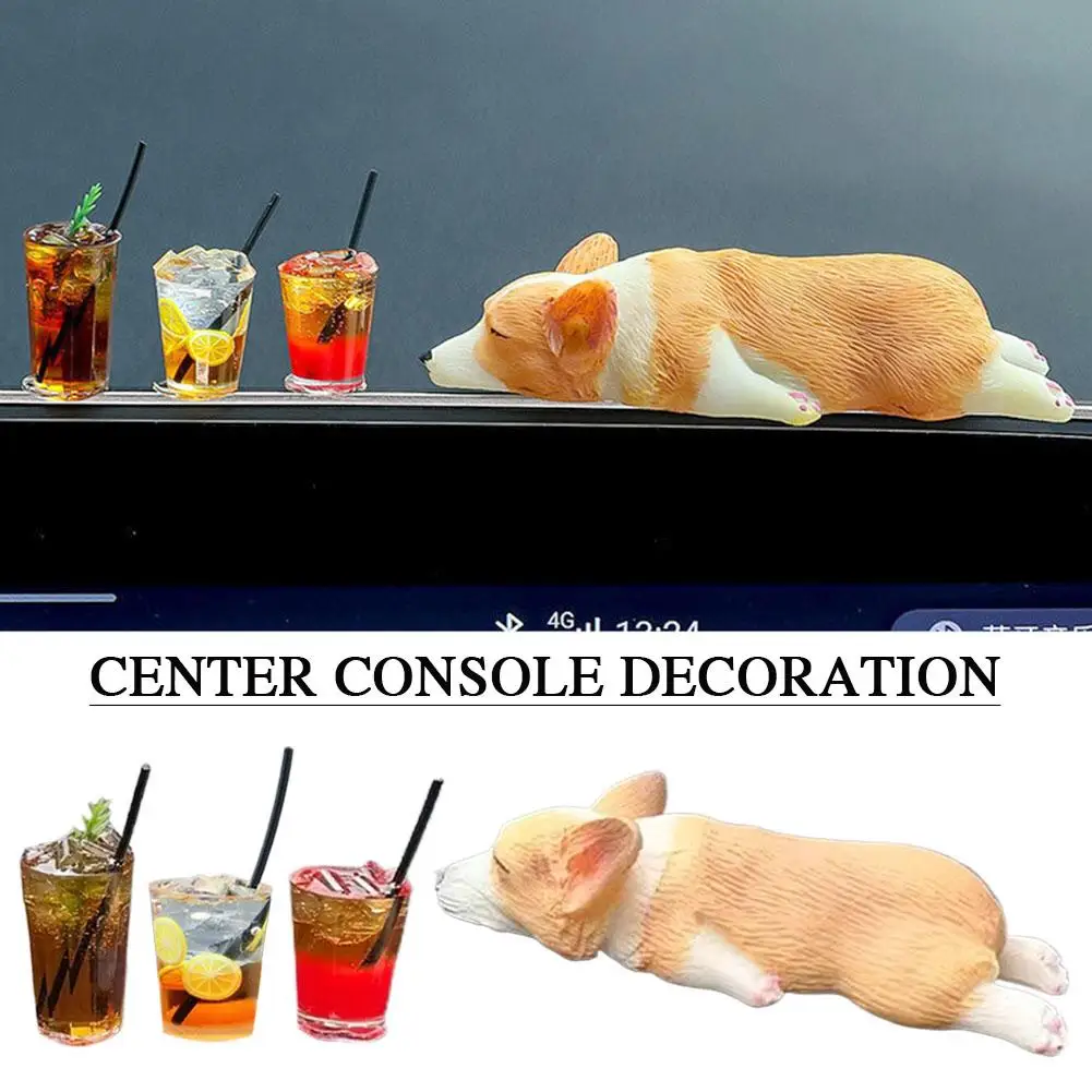 

Мини-спящее положение корги, центральная консоль, украшение из смолы, интерьерные автомобильные аксессуары, милый мультфильм Z2H8