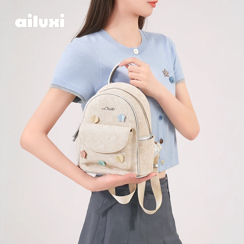 

AILUXI Women's Fashion Backpack Korean White Designer Small Schoolbag Versatile Large Capacity Travel Bag Back To School Gift