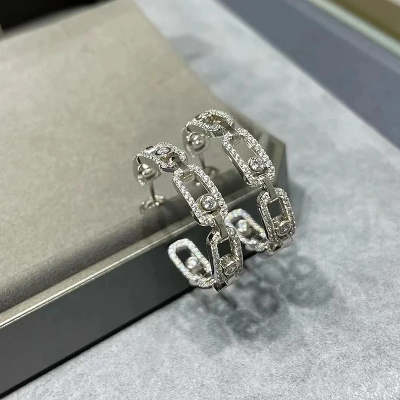 

MXK Women's high-end luxury jewelry S925 silver classic MOVE circle earrings exquisite ladies personality versatile holiday gift