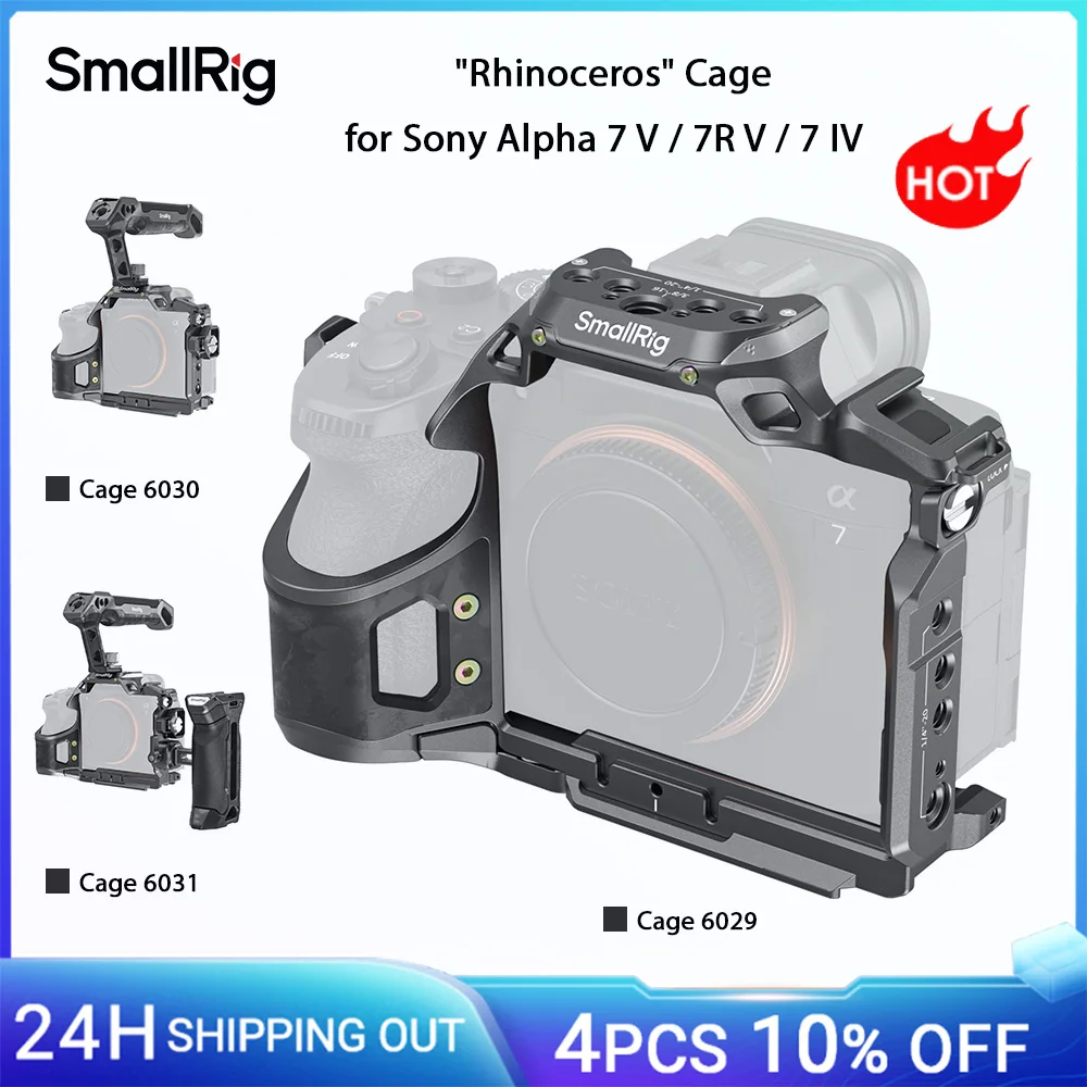 

Клетка SmallRig A7 V / A7R V «Ринозеро» для Sony Alpha 7 V / 7R V / 7 IV, с резьбовым холодным башмаком 1/4"-20 для ручек, мониторов 6029