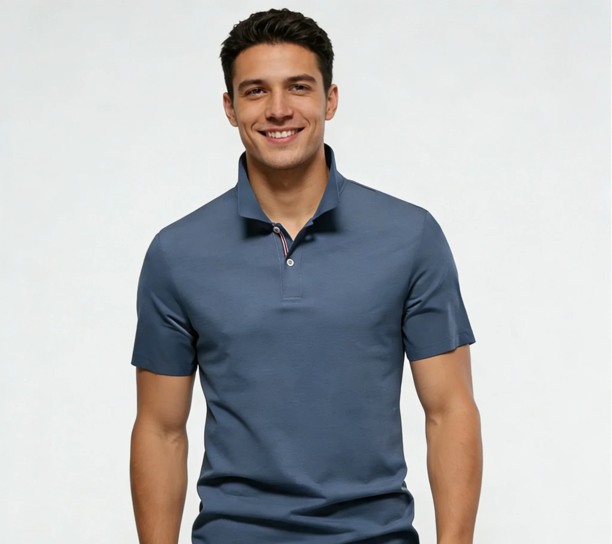 Men Solid Color Plain Polo Shirt Summer Breathable Stand Collar Slim Fit Business Golf Casual Short Sleeve Top