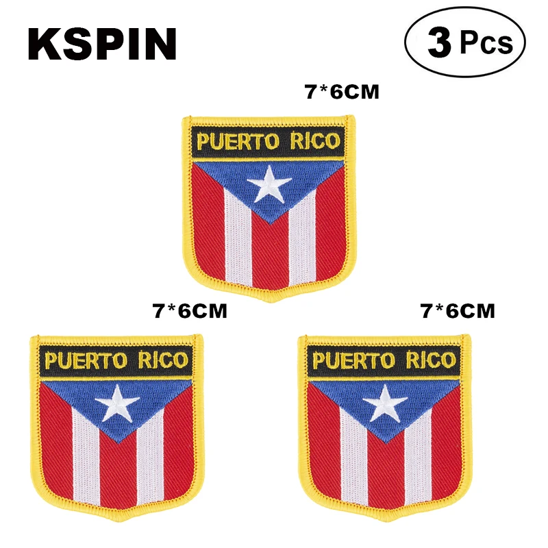 Puerto Rico Shiled Shape flag patches national flag patches for Cothing DIY Decoration