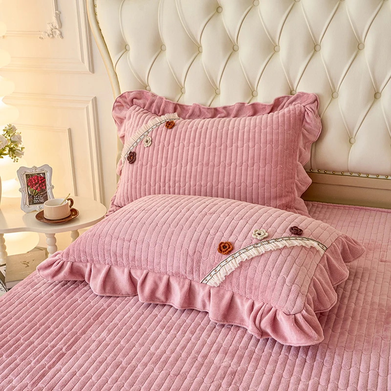 2pcs Plush Lace Style Pillowcases 48x74cm Thick Pillow Cover for Winter Warm Pillow Case Comfortable Pillowsham home decor items